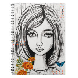 Espiral PERSONALIZAR: Retrato desenhado à mão | Caderno