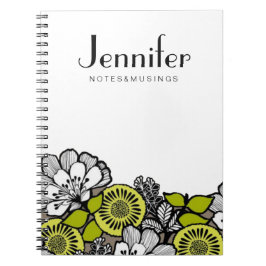 Espiral Personalize seu caderno - flores cinzentas