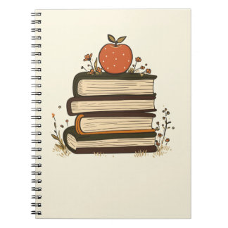 Espiral Pilha de Livros da Apple Professor Caderno