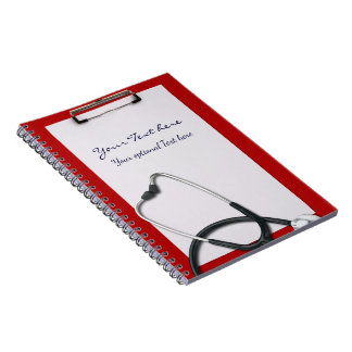 Espiral Prancheta médica com estetoscópio - caderno
