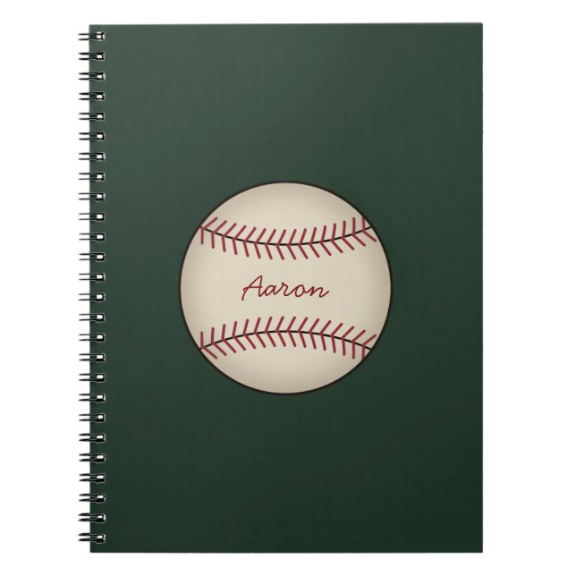Espiral Presente de Caderno de Beisebol Vintage Verde (Frente)