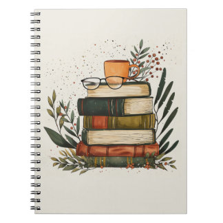 Espiral Presente de Professor Pilha de Livros Caderno – V