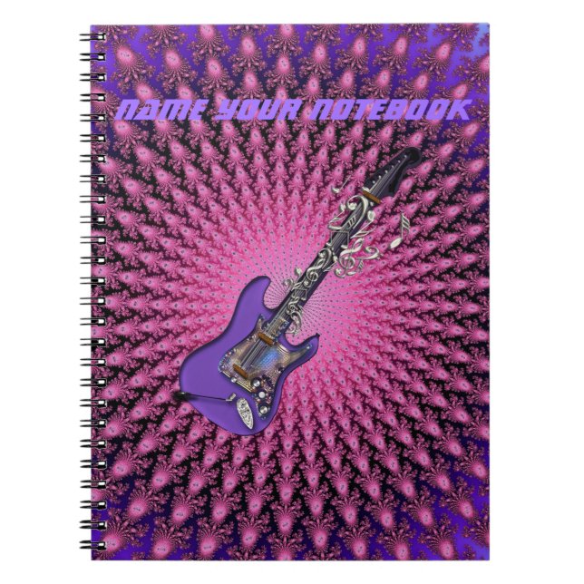 Espiral Rosa bonito caderno personalizado da música da (Frente)