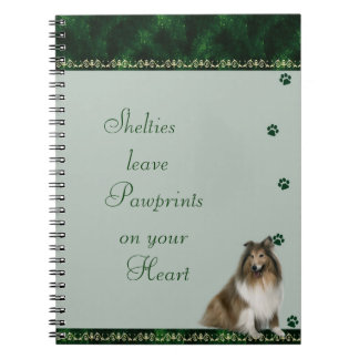 Espiral Shelties Pawrints em seu caderno do coração ~green