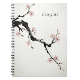 Espiral Tinta Sumi-E | Flor de Cerejeira | Caderno Diário