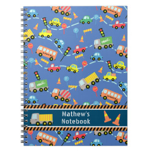 Espiral Transporte Azul. Caderno