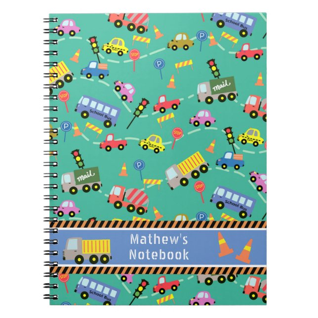 Espiral Transporte Azul.  Caderno (Frente)