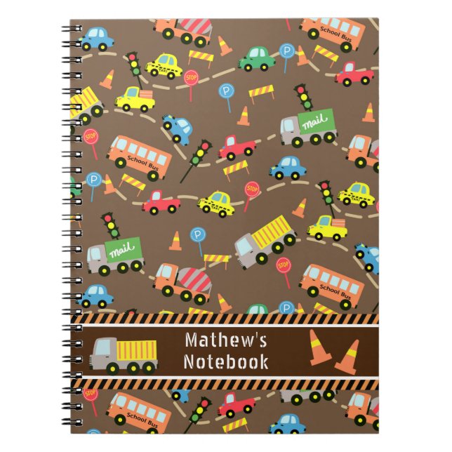 Espiral Transporte Marrom.  Caderno (Frente)