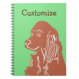 Espiral Verde do setter irlandês e caderno customizável de