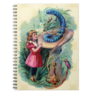 Espiral Vintage Alice no caderno do país das maravilhas
