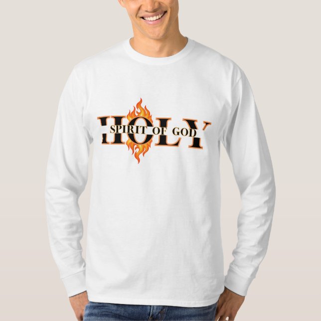 Espírito Santo de Deus Camiseta de Manga Longa Bás (Frente)