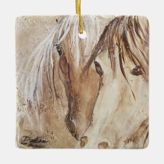 "Espírito Selvagem" Enfeite de Cerâmica Mustang (Frente)
