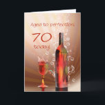 Espirrando o cartão de aniversário do 70 do vinho<br><div class="desc">Espirrando o vinho e as bolhas fazem este cartão de aniversário do 70 travamento a extremamente especial e olho</div>