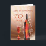 Espirrando o cartão de aniversário do 70 do vinho<br><div class="desc">Espirrando o vinho e as bolhas fazem este cartão de aniversário do 70 travamento a extremamente especial e olho</div>