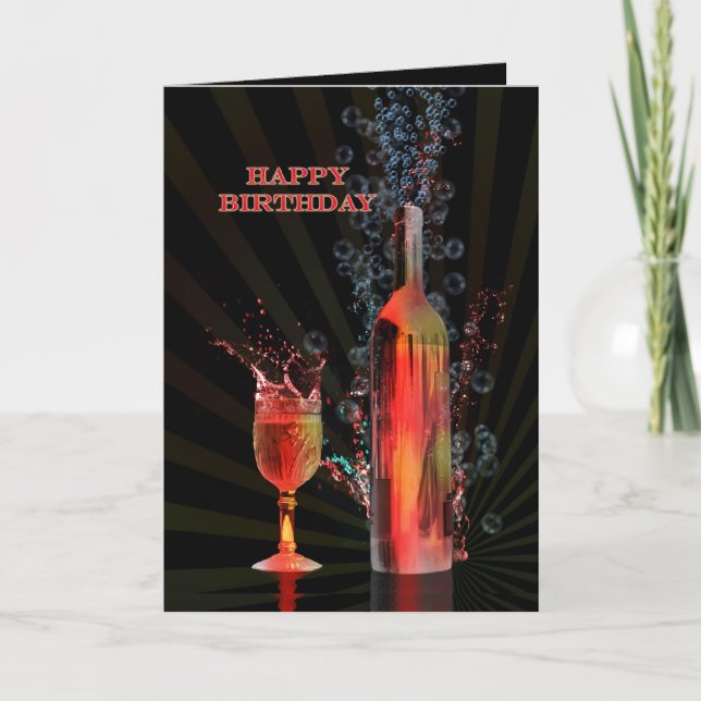 Espirrando o cartão de aniversário do vinho (Frente)