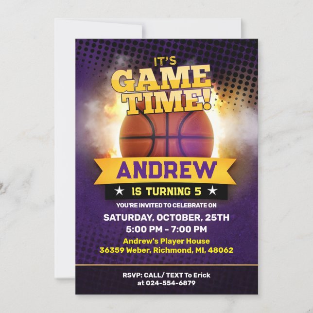 Esporte de Convite de Aniversário para Basquete Pe (Frente)