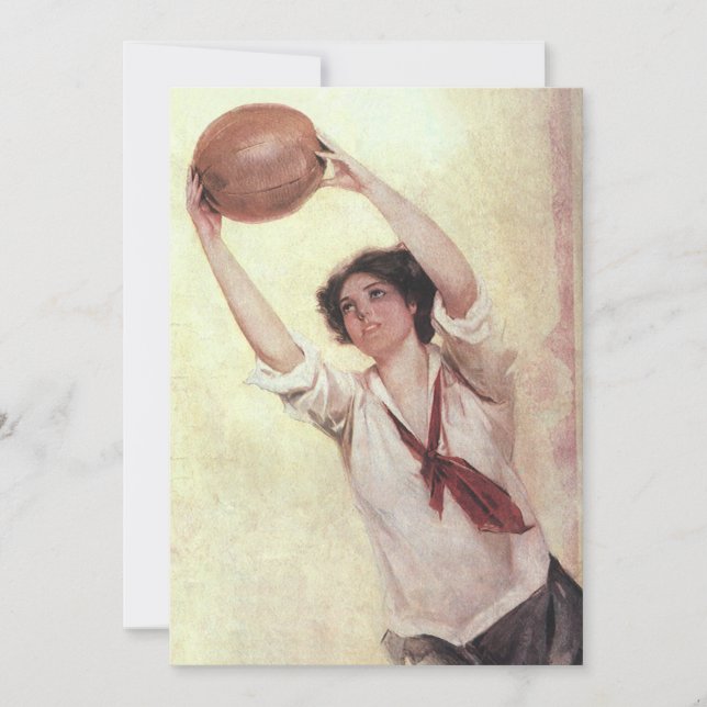 Esportes Antigos, Jogadora de Basquete com Bola (Frente)