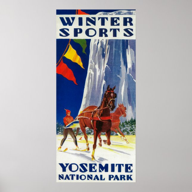 Esportes de inverno em Yosemite Poster Yosemite, C (Frente)