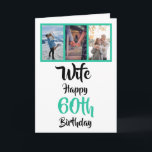 Esposa 60th Birthday Modern Picture modelo<br><div class="desc">Ponha um sorriso num rosto com este cartão de aniversário de 60 anos de 3 fotos personalizado para a sua esposa. - Basta clicar para personalizar este design 🔥 As minhas promessas - Este design é único e foi concebido consigo 🙏 Obrigado por apoiar a minha pequena empresa - Se...</div>