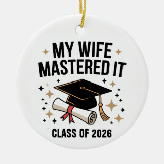 Esposa com Mestrado 2026 Enfeite de Natal Graduada