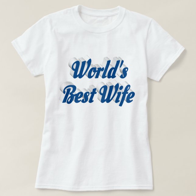 Esposa com T-Shirt com texto azul (Frente do Design)