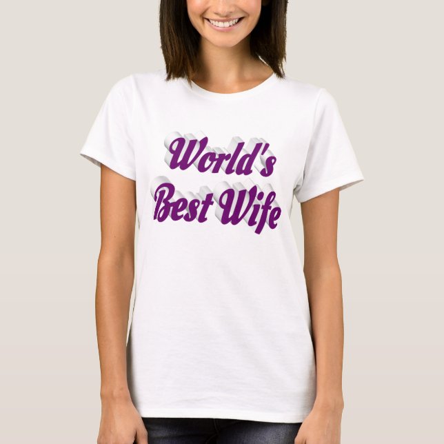 Esposa com T-Shirt de texto roxo (Frente)