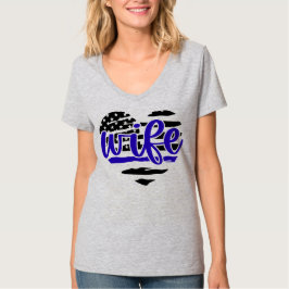 Esposa da Polícia - Camiseta Minúscula Blue Line H