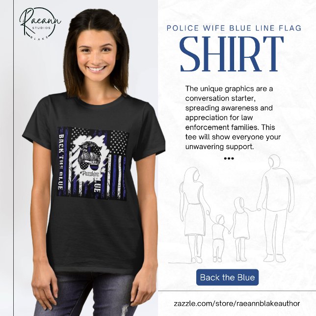 Esposa Policial Blue Line Flag T-Shirt (Criador carregado)