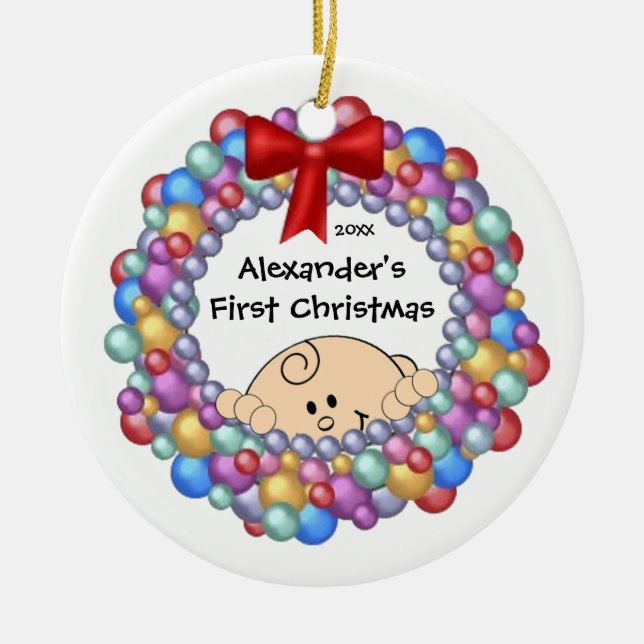 Espreitando enfeites de natal do bebê do bebê os (Frente)