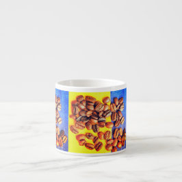 Espresso Grãos de Café Amarelo Azul Textura Xícara de Expre