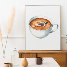 Espresso Mulher Soak Watercolor Poster