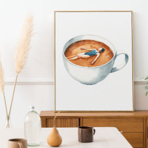 Espresso Mulher Soak Watercolor Poster