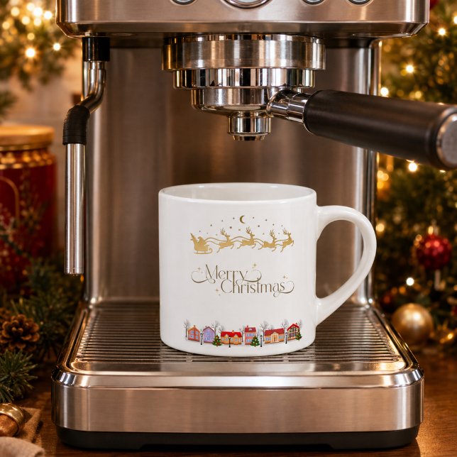 Espresso Xícara de café expresso elegante de Natal Trenó do (Criador carregado)