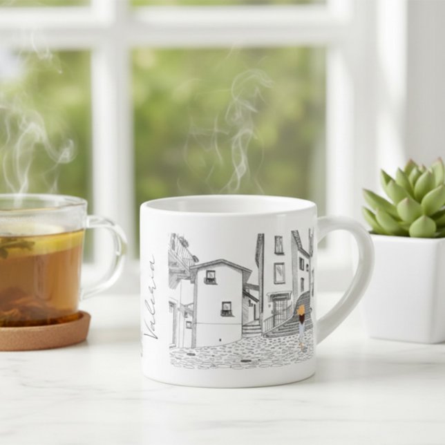 Espresso Xícara de Café Personalizada com Paisagem Urbana (Criador carregado)