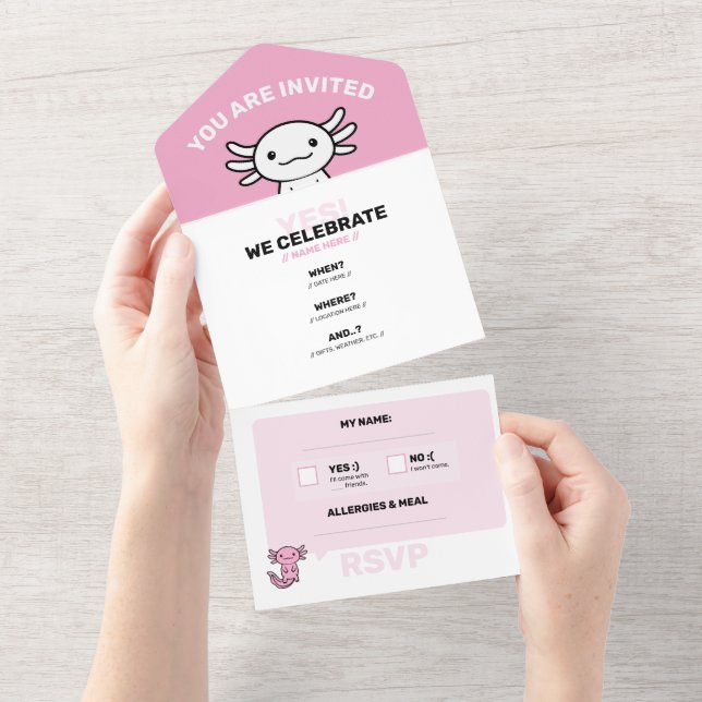 Esquadrão engraçado e fofo de Axolote personalizáv (Aba destacável)