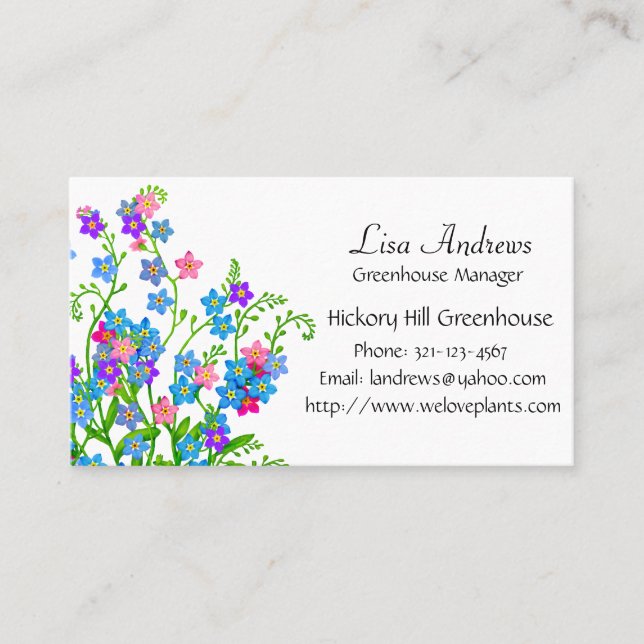 Esqueça-me não cartão de visita das flores do (Frente)