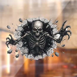 Esqueleto 3D Explodindo Parede Halloween