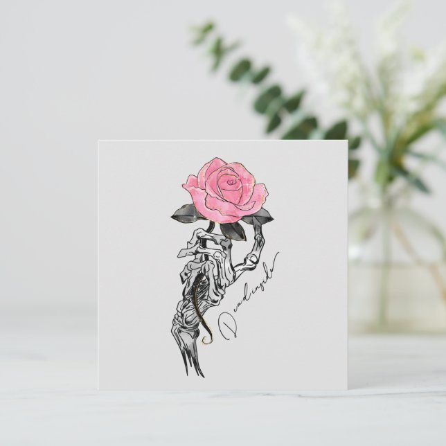 Esqueleto Da Mão Do gótico Com Rosa Rosa Rosa | DE (Em pé/Frente)