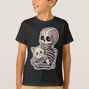 Esqueleto De Anime Segurando Uma Camisa De Gato No