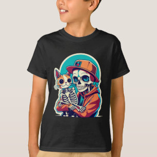 Esqueleto De Anime Segurando Uma Camisa De Gato No