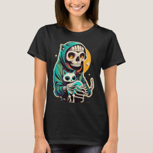 Esqueleto De Anime Segurando Uma Camisa De Gato No