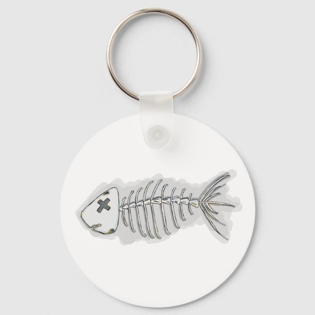 Esqueleto de Espinhas de Peixe Chaveiro de Hallowe (Frente)