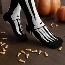 Esqueleto de Halloween Preto e Branco Pé Assustado