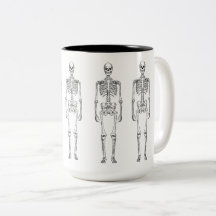 Esqueleto do vintage do hipster caneca do Dois-Tom