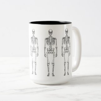 Esqueleto do vintage do hipster caneca do Dois-Tom