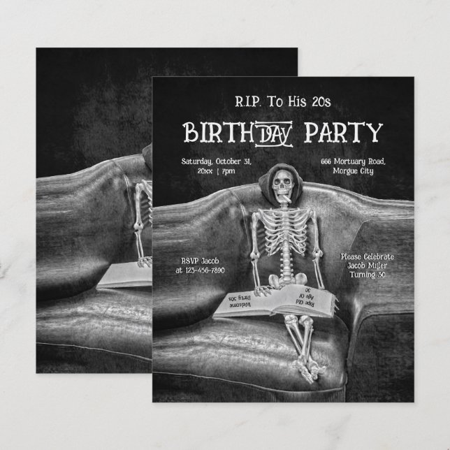 Esqueleto Engraçado Gótico RIP ao seu Orçamento do (Frente/Verso)