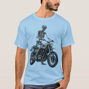 Esqueleto na camiseta básica de moto masculino