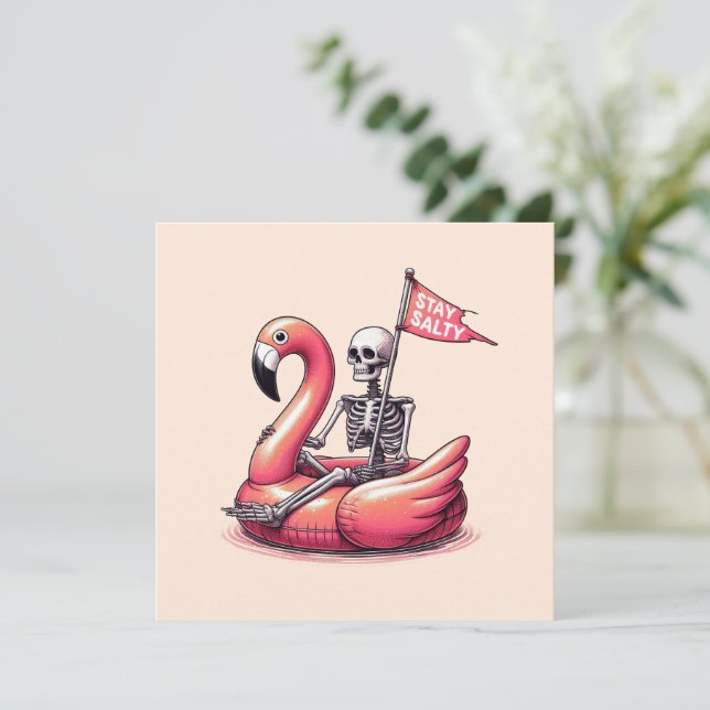 Esqueleto Sarcástico em Flamingo - Fique Salgado (Em pé/Frente)