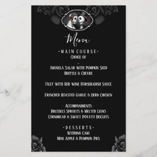 Esqueletos de Casamento Preto e Branco Menu Rosa N