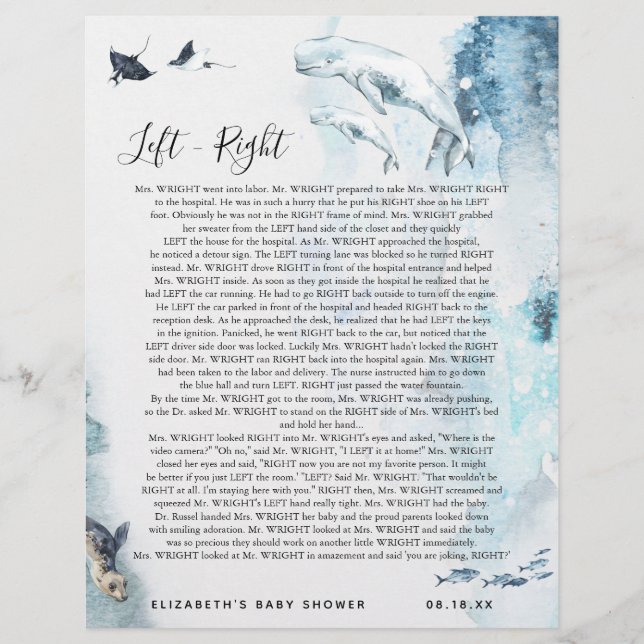 Esquerda - Direita | Jogo Chá de fraldas (Frente)